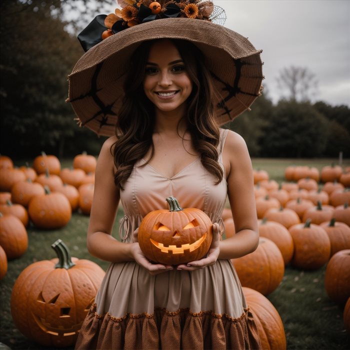 Costume D'Halloween Pour Femme Enceinte - Débardeur Citrouille Cage Côtelée - Look Amusant Et Confortable - 10